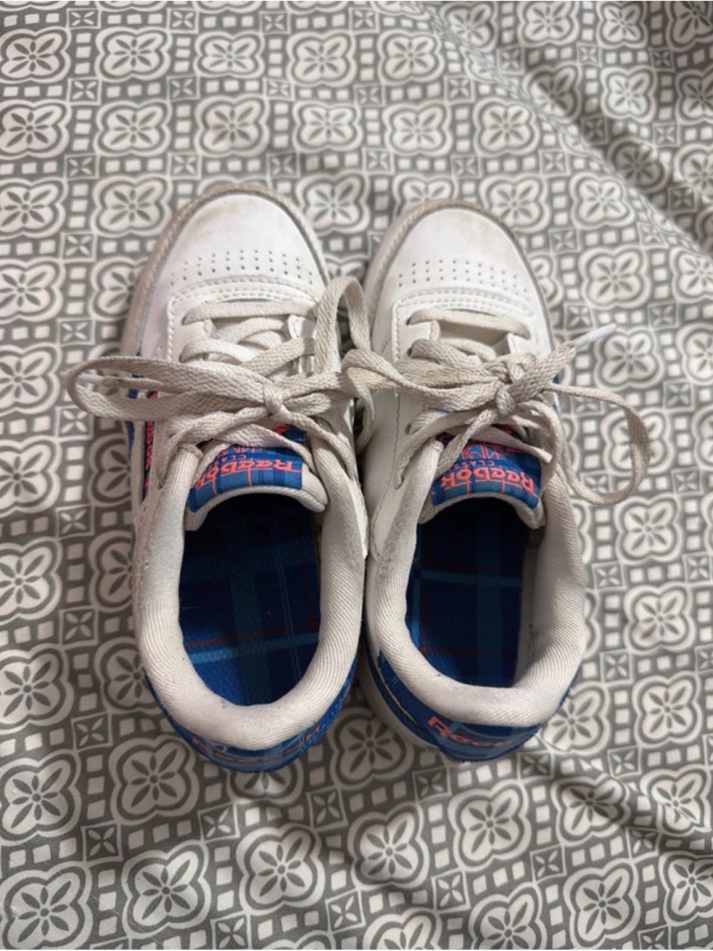 Reebok Kids White and Blue Athletic Sneakers